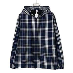 Burberry Blue Classic Check Hooded Zip-Up Jacket